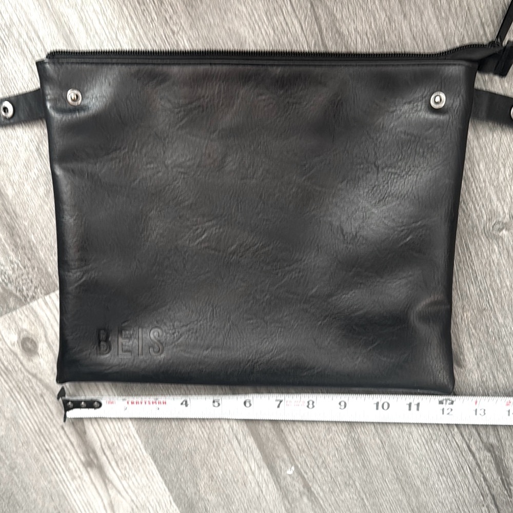 BEIS Vegan Leather Black Structured Work Tote w/Handles & Crossbody Strap - Picture 12 of 16